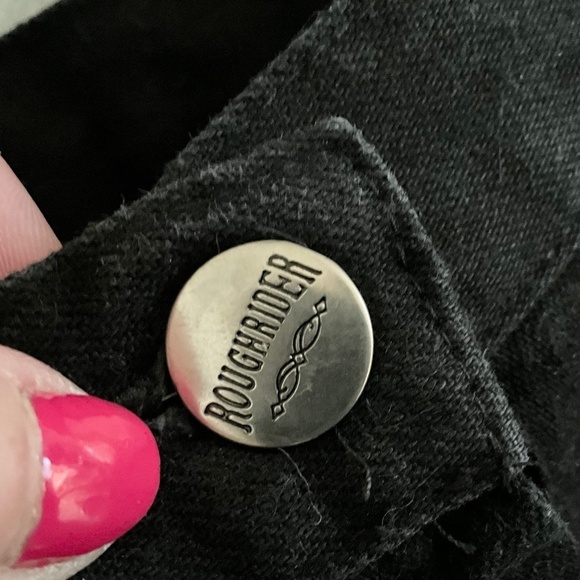 Vintage Maxi Denim Skirt Western Native Black Brown Suede Fringe Trim 12 - Picture 6 of 12